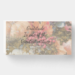 On gratitude wooden box sign