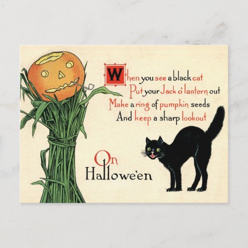 On Halloween Vintage Postcard