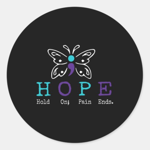 On Hope Semicolon Gift Suicide Prevention Awarenes Classic Round Sticker