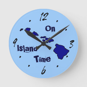 On Island Time blue Hawaiian islands wall clock