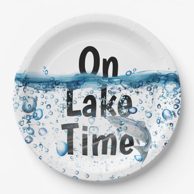 On Lake Time with fish Paper Plates (Front)