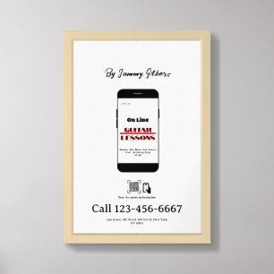 On Line Guitar Lessons Flyer Double-sided printing Framed Art