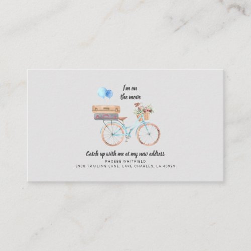 On Move New Address Watercolor Bike Moving Card