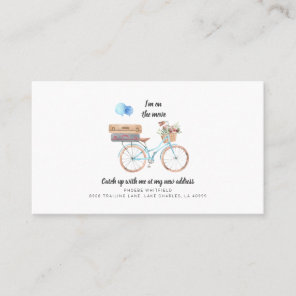 On Move New Address Watercolor Bike Moving Card