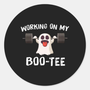 On My Boo Tee Halloween Dead Lift Ghost Gym Weight Classic Round Sticker