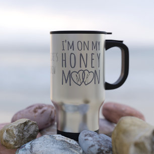 On My Honeymoon Hearts Monogram Travel Mug