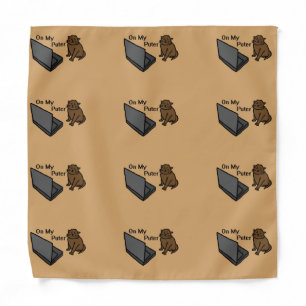 On My Puter Funny Computer Brown Cat Meme Bandana