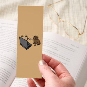 On My Puter Funny Computer Brown Cat Meme Bookmarks