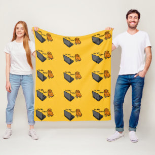On My Puter Funny Computer Orange Cat Meme Fleece Blanket