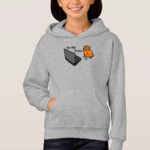 On My Puter Funny Computer Orange Cat Meme Hoodie