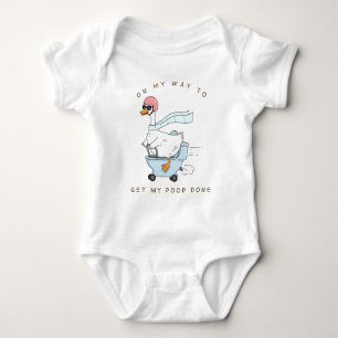 On My Way To Get My Poop Done Silly Goose Funny Baby Bodysuit
