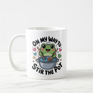 On My Way To Stir The Pot Frog Mischief Humor Coffee Mug