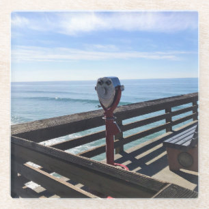 On Newport Pier, Newport Beach, California Glass Coaster