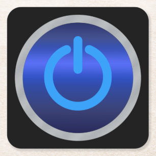 On/Off Button Square Paper Coaster