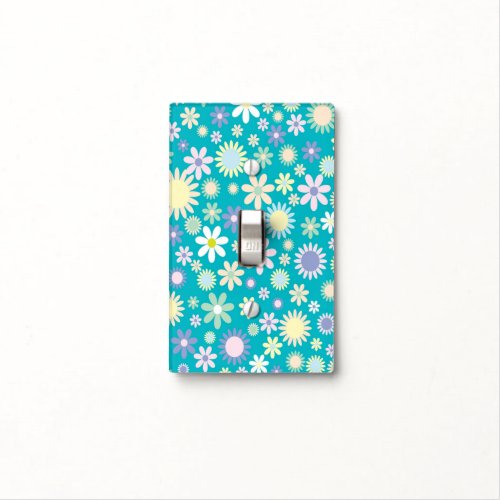 On Off Light Switch Cover Blue Floral