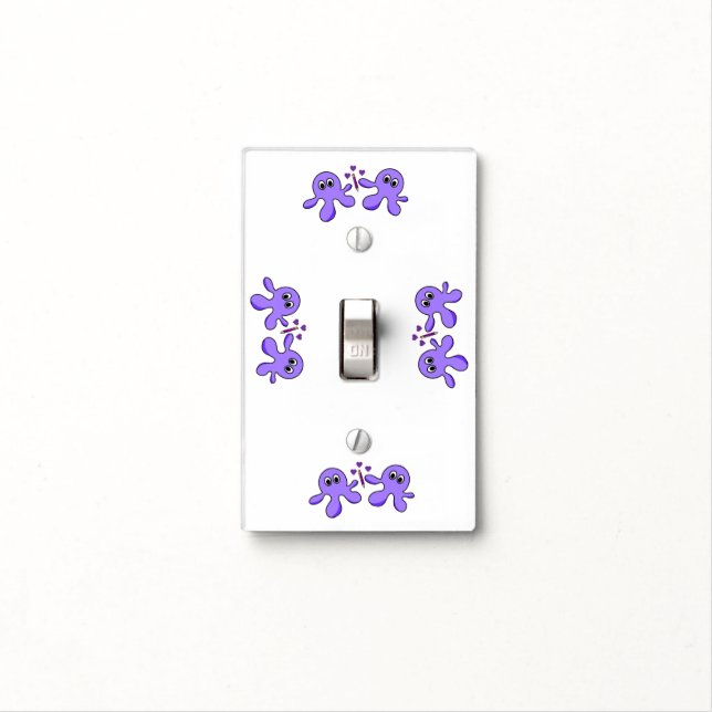 On Off Light Switch Cover Purple Octopus (In Situ)