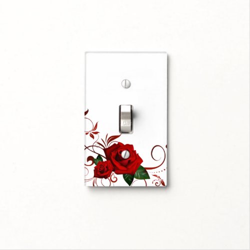 On Off Light Switch Cover Red Rose Floral