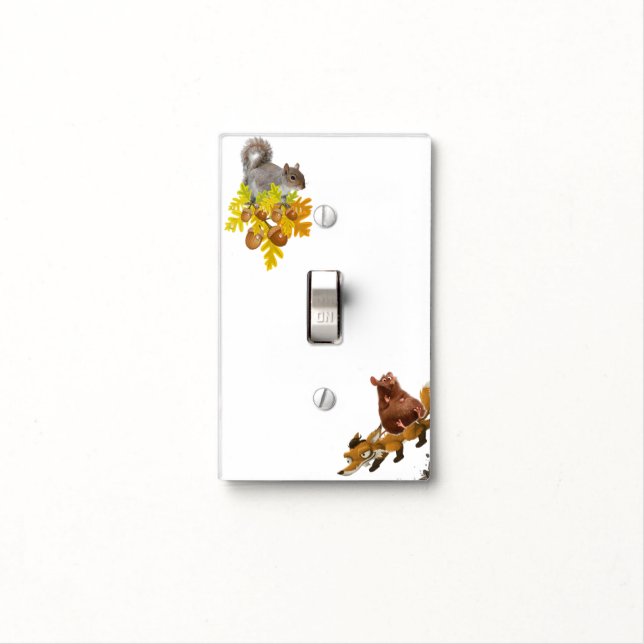 On Off Light Switch Cover Squirrel Fox Worm Mouse (In Situ)