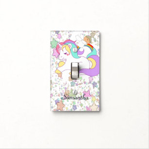 On Off Light Switch Cover Unicorn Angel Stars
