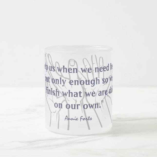 On our own frosted glass coffee mug (Center)