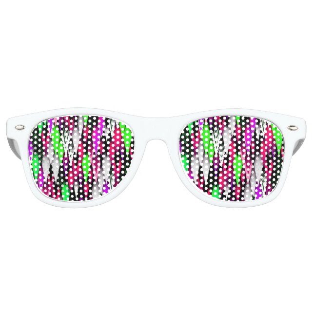 On Point NEON Green Purple Pink Funky Fun Retro Sunglasses (Front)