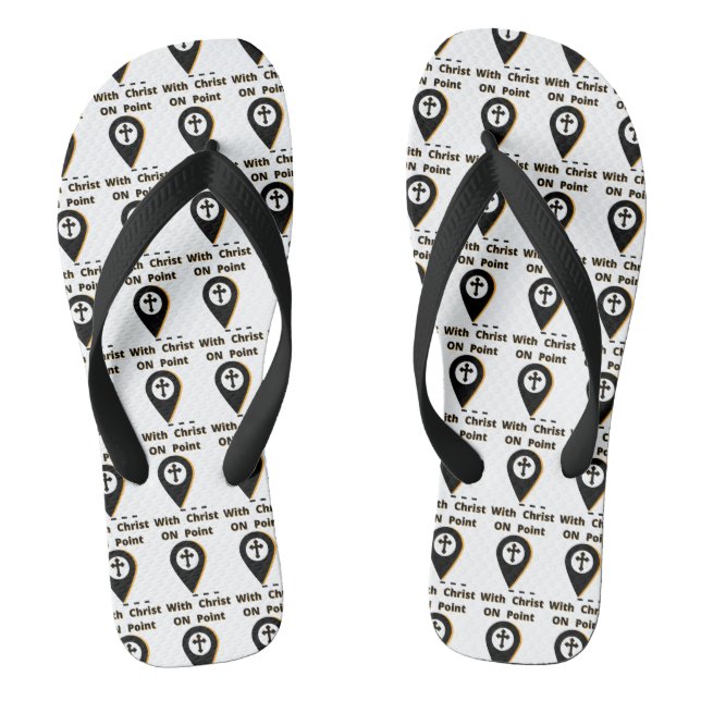 On Point With Christ Biblical All-Over Unisex Flip Flops (Footbed)