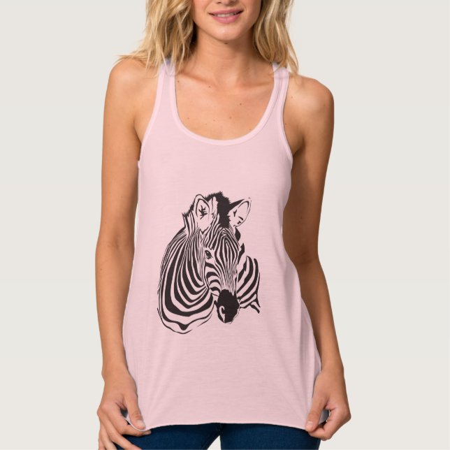 On Safari Zebra Animal Print Tank Top (Front)