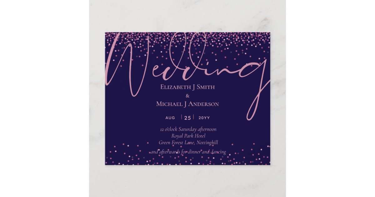 ON SALE! Navy Blue Rose Gold Wedding Invite FLYERS | Zazzle.com