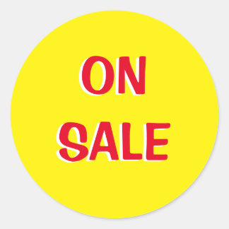 ON SALE YELLOW,RED, WHITE CLASSIC ROUND STICKER