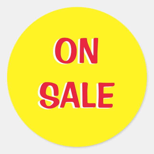 ON SALE YELLOW,RED, WHITE CLASSIC ROUND STICKER (Front)