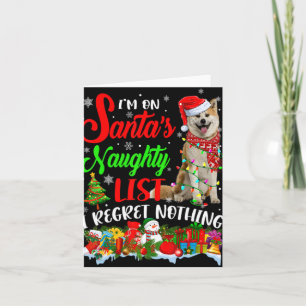 On Santas Naughty List Xmas Shiba Inu T Shirt Card