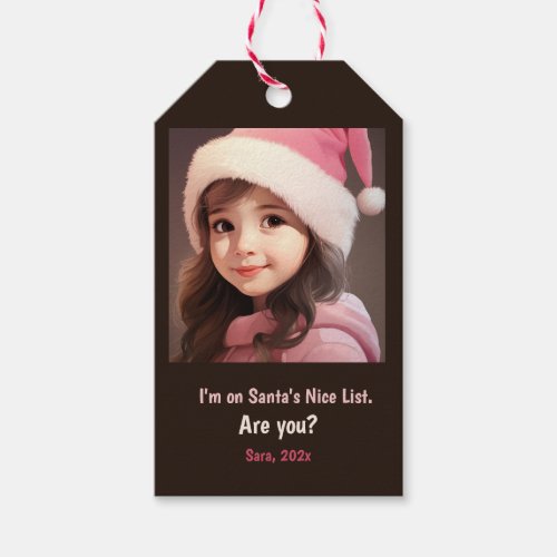 On Santas Nice List Photo Gift Tag