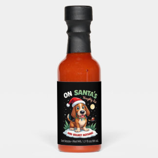 On Santa's Xmas Naughty List Regret Nothing Basset Hot Sauces