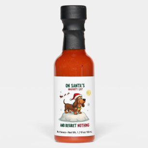 On Santa's Xmas Naughty List Regret Nothing Basset Hot Sauces