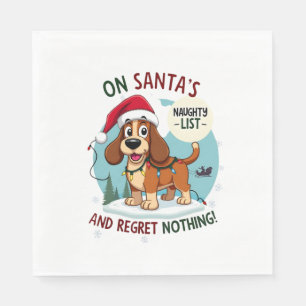 On Santa's Xmas Naughty List Regret Nothing Basset Napkins