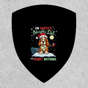 On Santa's Xmas Naughty List Regret Nothing Basset Patch
