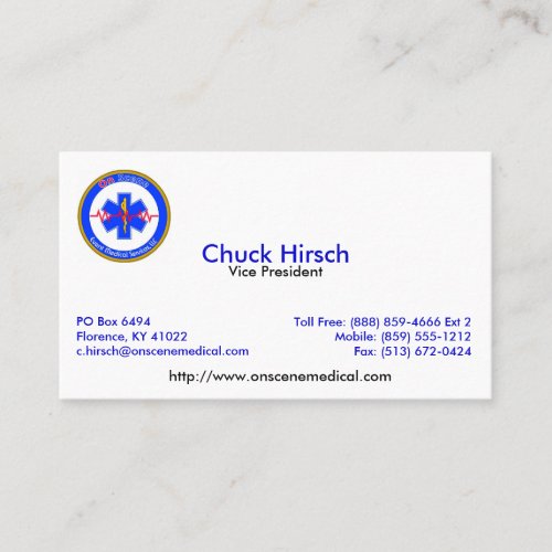 on_scene Chuck Hirsch Vice President PO Box  Business Card