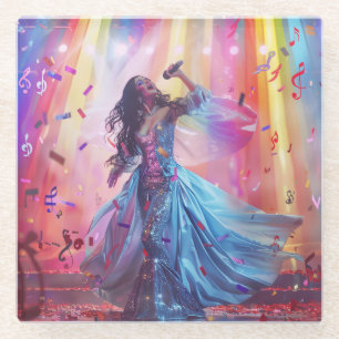 On Stage with Music Digital Art Glass Coaster