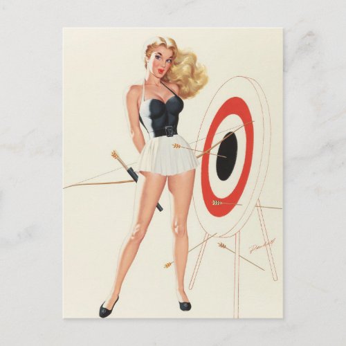 On target  Vintage pin up girl art  postcard