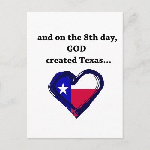 On the 8th Day God created Texas Postcard