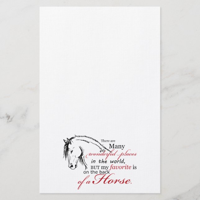 On the Back of a Horse Stationery (Front)