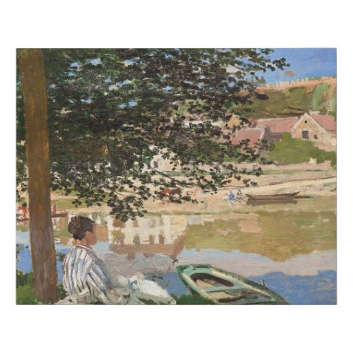 On the Bank of the Seine by Monet Faux Canvas Print