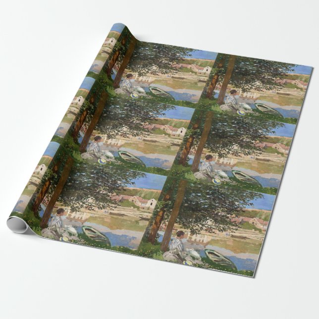 On the Bank of the Seine by Monet Wrapping Paper (Unrolled)