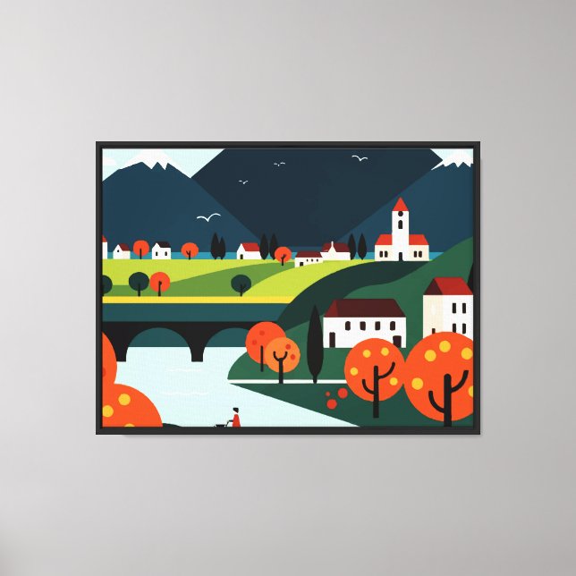 On the banks of the river canvas print (Front)