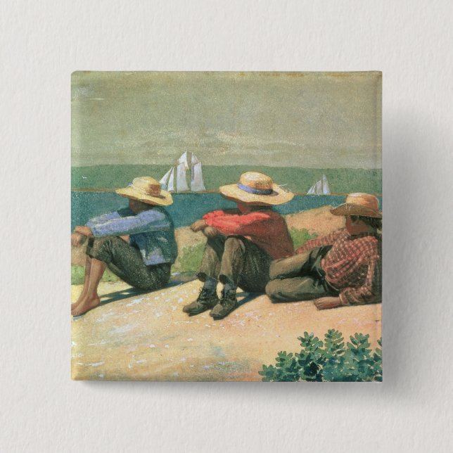 On the Beach, 1875 (w/c) Button (Front)