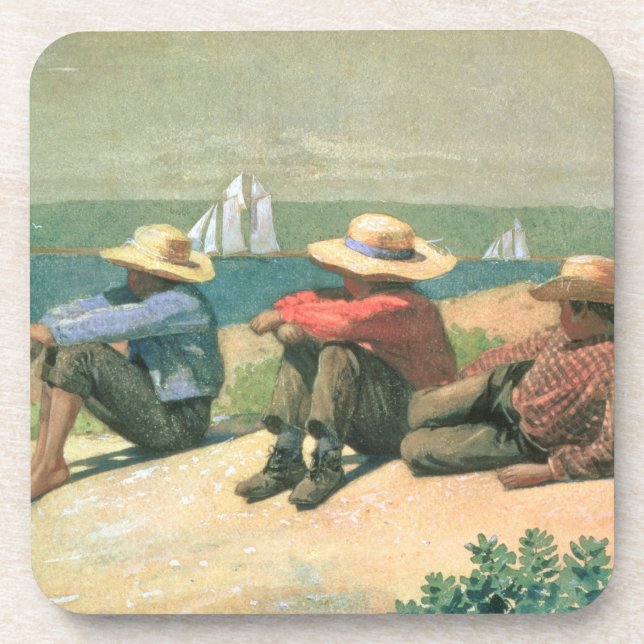 On the Beach, 1875 (w/c) Drink Coaster (Front)