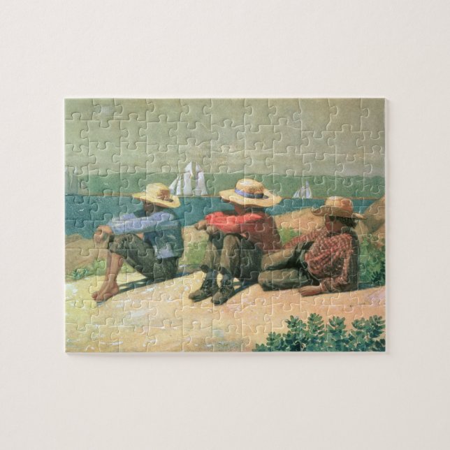 On the Beach, 1875 (w/c) Jigsaw Puzzle (Horizontal)
