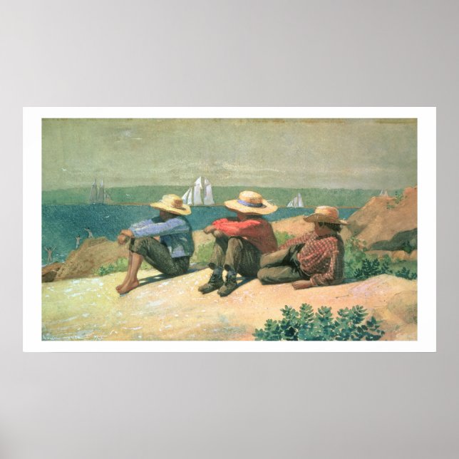 On the Beach, 1875 (w/c) Poster (Front)