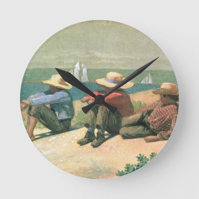 On the Beach, 1875 (w/c) Round Clock (Front)