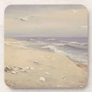 On the Beach (1879) – Vintage Coastal Art Beverage Coaster